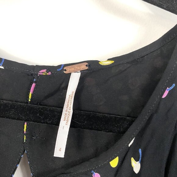 Free People OB736059 Coryn Long Sleeve Mini Dress in Black Combo Size 4 - Picture 5 of 11